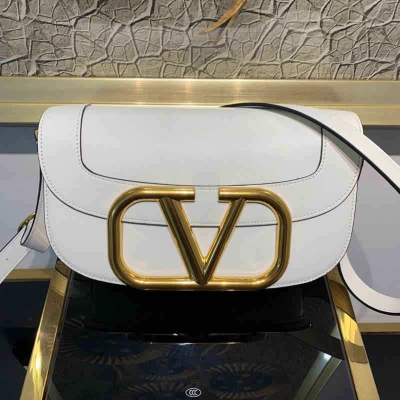 Valentino Shoulder Tote Bags VA1011 Plain Gold Button White